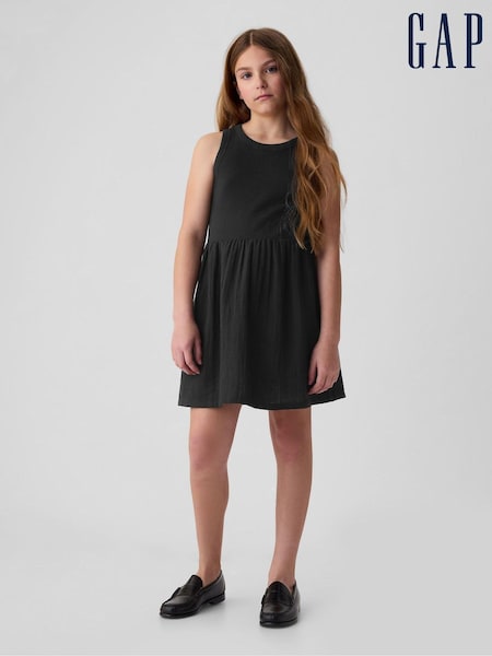 Gap Black Crinkle Gauze Skater Dress (4-13yrs) (B53785) | €15.50
