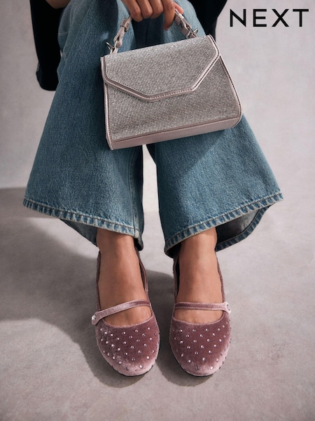 Pink Standard Fit Tabitha Simmons Emily Leather Mary Jane Block Heels (B53858) | AED157