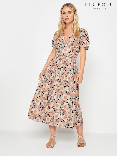 PixieGirl Petite Short Sleeve Midi Tea Dress (B53869) | 290 LEI