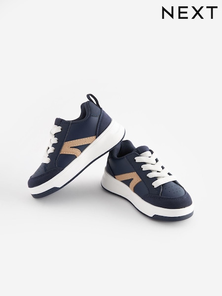 Navy Blue Wide Fit (G) Elastic Lace Trainers (B53929) | AED63 - AED71