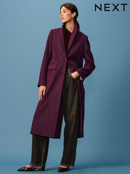 Berry Red Revere Collar Coat (B53969) | kr829