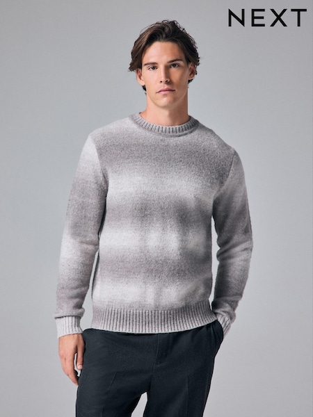 Grey Relaxed Fit Ombre Crew Jumper with Wool (B54031) | €17