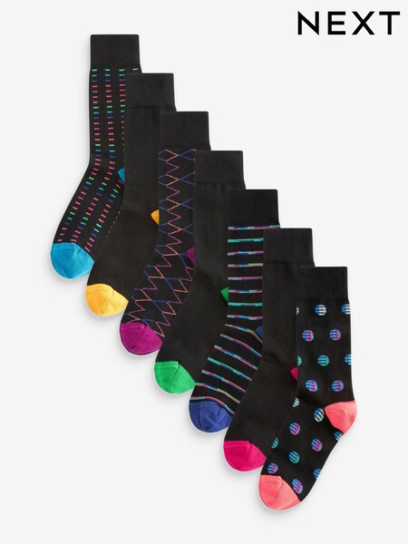 barvna črta Colour Pop; progast Geo - Mens Cotton Rich Black Socks (B54041) | € 10