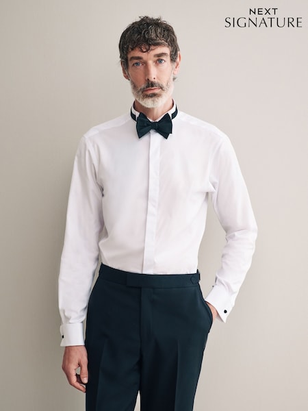 White Signature 100% Egytian Cotton Wing Collar Occasion Shirt (B54102) | €53
