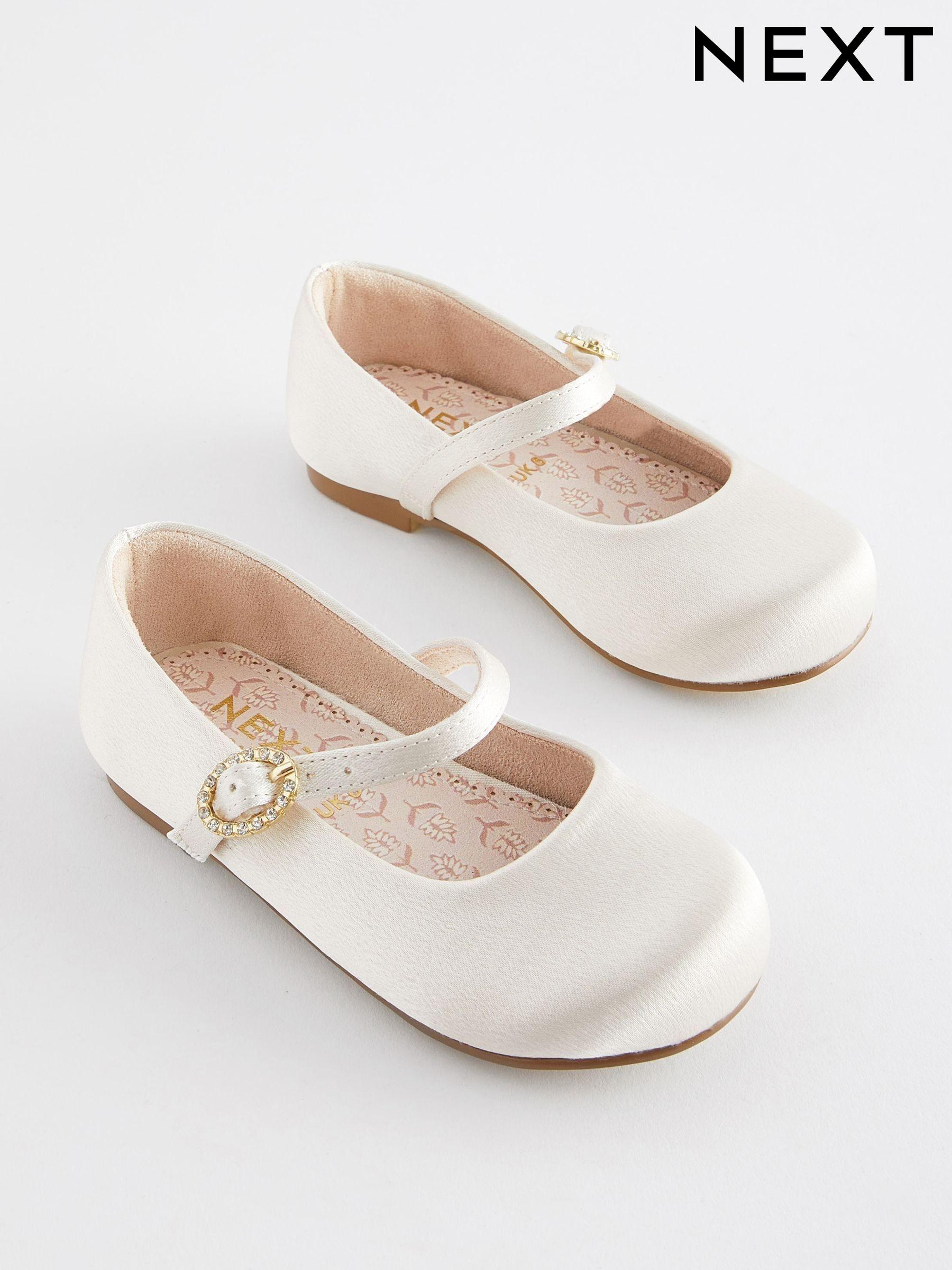 White mary jane flower girl shoes store