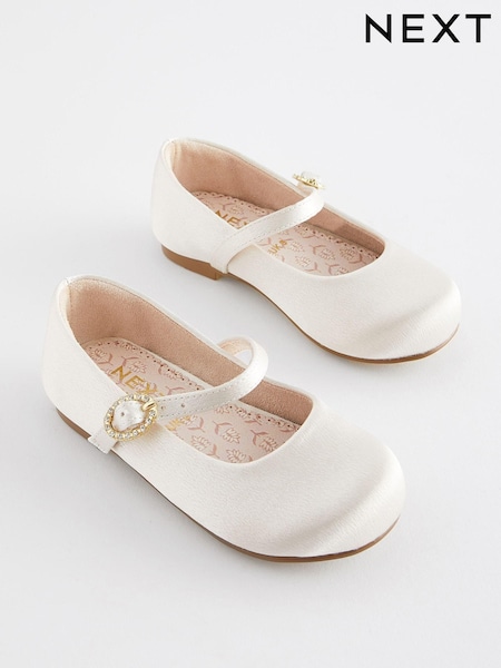 Ivory White Wide Fit (G) Flower Girl Occasion Mary Jane Shoes (B54175) | kr334 - kr368