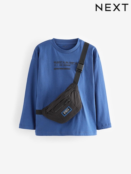 Cobalt Blue Bag Pocket Long Sleeve 100% Cotton T-Shirt (3-16yrs) (B54191) | €14 - €18
