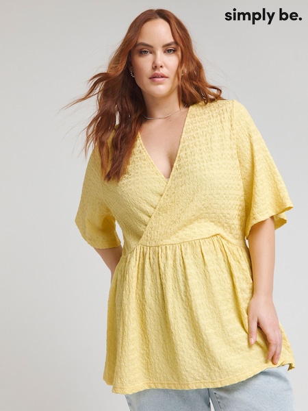 Simply Be Yellow Textured Wrap Top (B54246) | €12.50
