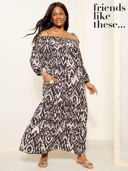 Monocromă - Curves Like These Cold Shoulder  Midaxi Rochie (B54422) | 189 LEI