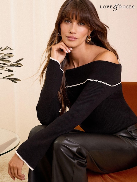 Love & Roses Off The Shoulder Jumper (B54423) | 150 LEI