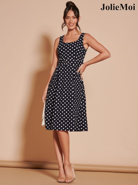 Черный - Jolie Moi 1950's Inspired Belted Swing Dress (B54486) | €90