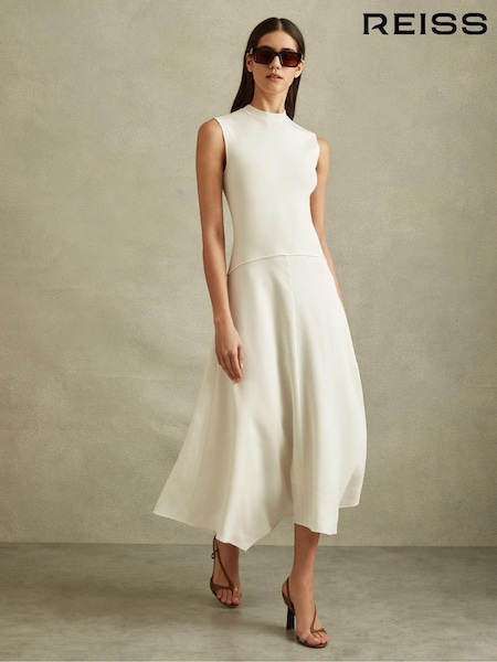 Reiss Lani Hybrid Knit Tie Back Midi Dress (B54502) | 356 €