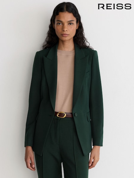 Dark Green - Reiss Gabi Tailored Single Breasted Suit Blazer