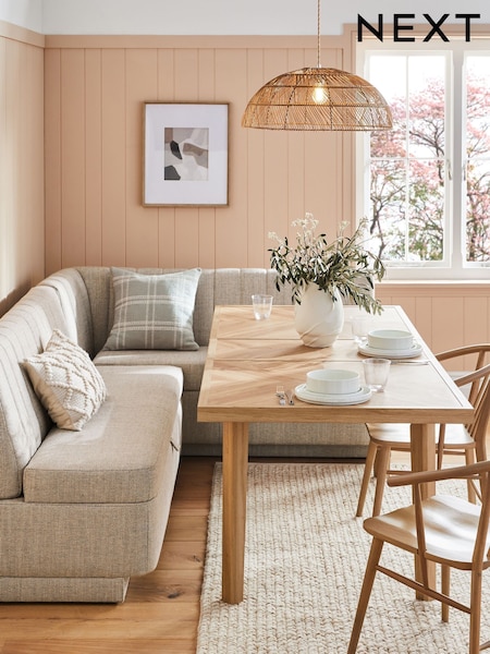 Chunky Weave Mid Natural Anderson Storage Right Hand Corner Dining Bench (B54622) | €1,650