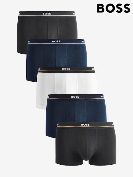 BOSS Logo Waistband Stretch Cotton Trunks 5 Pack (B54711) | 514 LEI