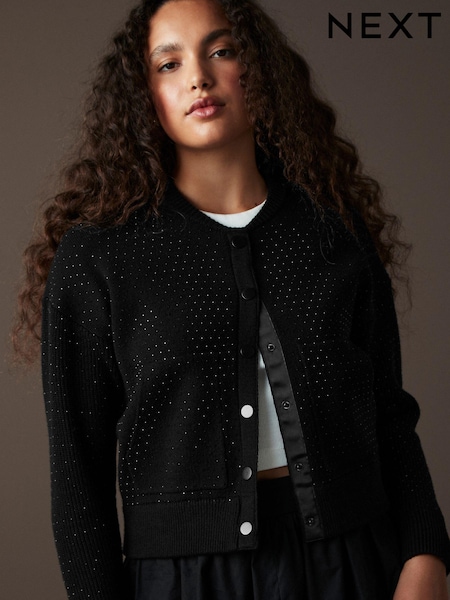 črna - Knitted Bomber Jacket Cardigan (B54745) | € 31