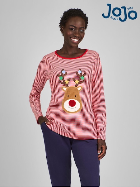 JoJo Maman Bébé Red Womens Reindeer Pyjamas Set (B54775) | $69