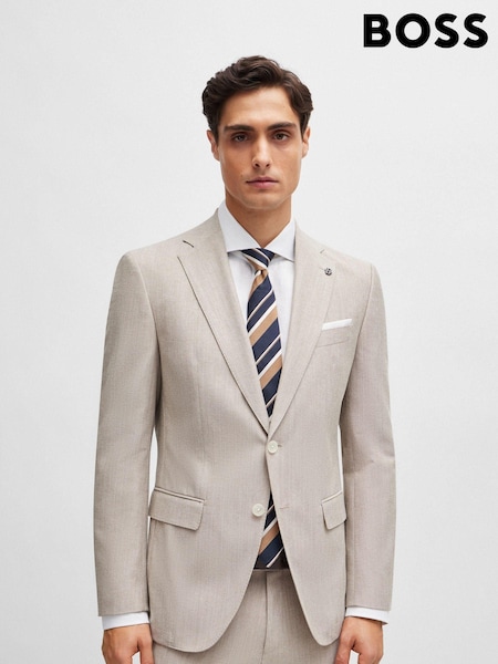 BOSS Natural Slim-Fit Jacket In A Micro-Patterned Cotton Blend (B54788) | €229