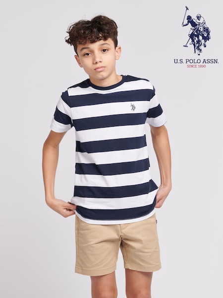 U.S. Polo Assn. Blue Boys Classic Stripe 100% Cotton T-Shirt (B54917) | €33 - €40