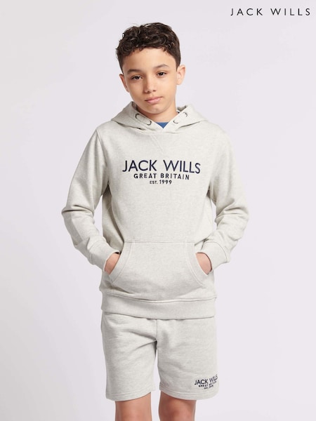 Gri - Jack Wills Băieți Batsford 100% Bumbac Hanorac cu glugă (B54944) | 298 LEI - 357 LEI