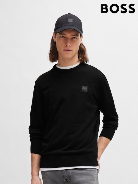 Negru - BOSS Kanovano Box Logo Cashmere Blend Jumper (B54949) | 497 LEI