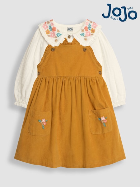 Muștar galben - Set sarafan și top din catifea reiată JoJo Maman Bébé Classic (B55037) | 238 LEI