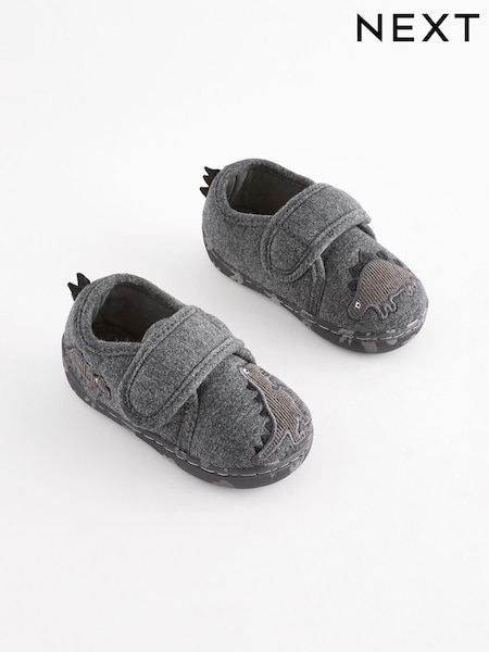Grey Dino Touch Fastening Cupsole Slippers (B55045) | €7 - €8