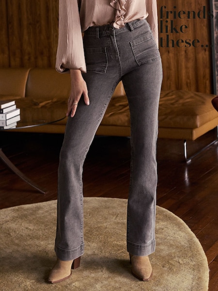 Friends Like These Grey High Waist Pocket Flare Jeans (B55158) | €30