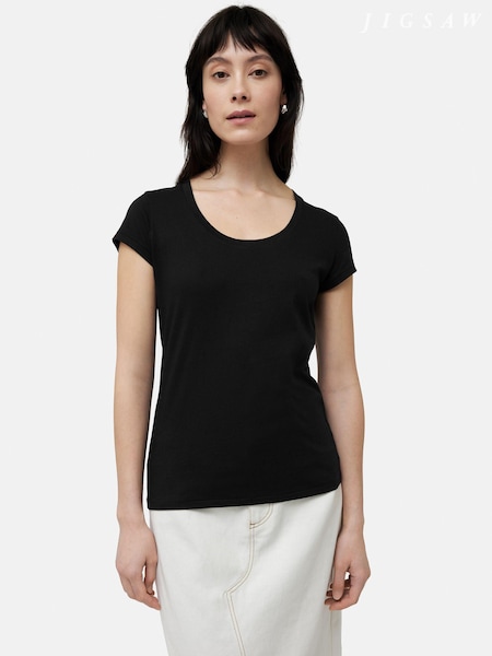 Schwarz - Jigsaw 100% Cotton Scoop Neck T-Shirt (B55254) | 54 €