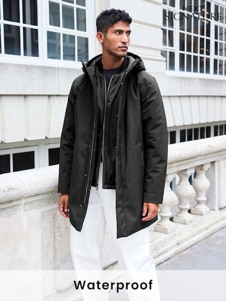 Black Waterproof Padded 3 in 1 Signature Hooded Coat (B55270) | €171