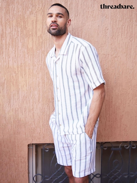 Threadbare White Cotton Blend Stripe Shorts (B55277) | € 13