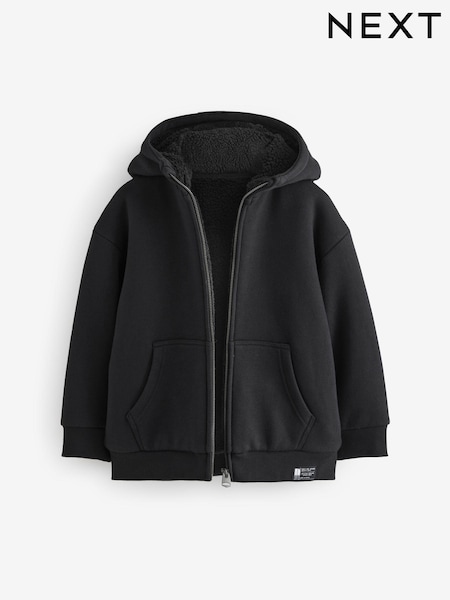 أسود - Fleece Lined Zip Through Hoodie (3-16yrs) (B55280) | ‏8 د.ك.‏ - ‏9 د.ك.‏