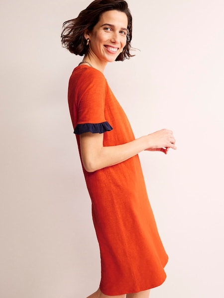 Boden Red Emily Ruffle 100% Cotton Dress (B55325) | €39
