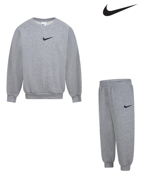 Szary - Nike Little Kids Essential Marl Crew Tracksuit Set (B55378) | 265 zł
