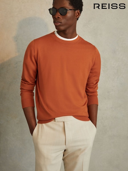 Reiss Hot Orange Wessex Merino Wool Crew Neck Jumper (B55436) | €134