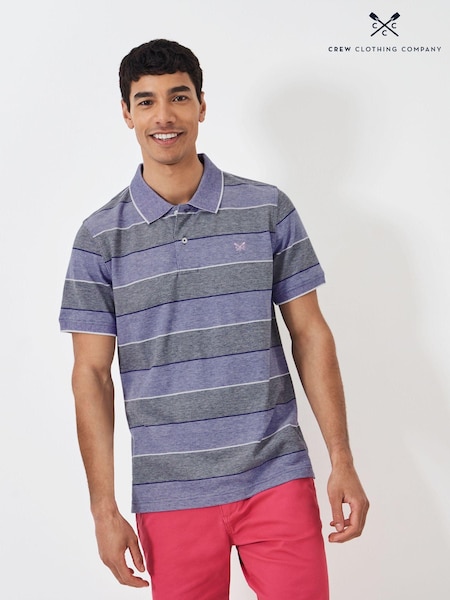 Albastru - Tricou polo din pichet cu 100% Crew Clothing Heritage Dungă Tricouri (B55484) | 175 LEI