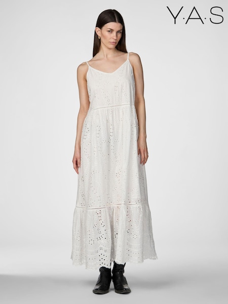 Y.A.S White Broderie Maxi Sun Dress (B55521) | €59