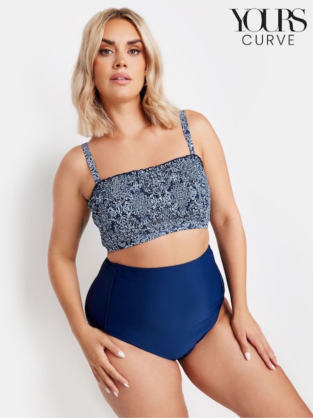 Yours Curve Boho Print Shirred Bikini Top (B55535) | ‏141‏₪