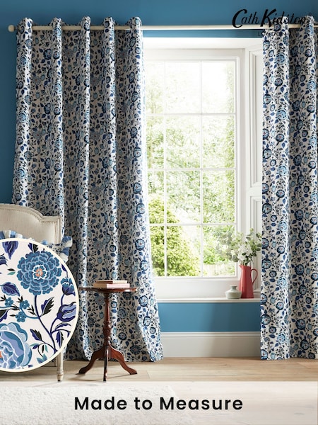 Cath Kidston Navy Strawberry Garden Blackout Eyelet Curtains (B55540) | €95 - €245