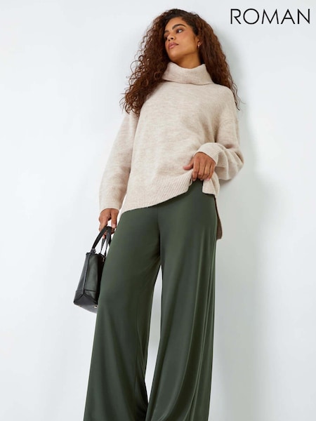 Roman Green Wide Leg Stretch Trousers (B55563) | R$ 385