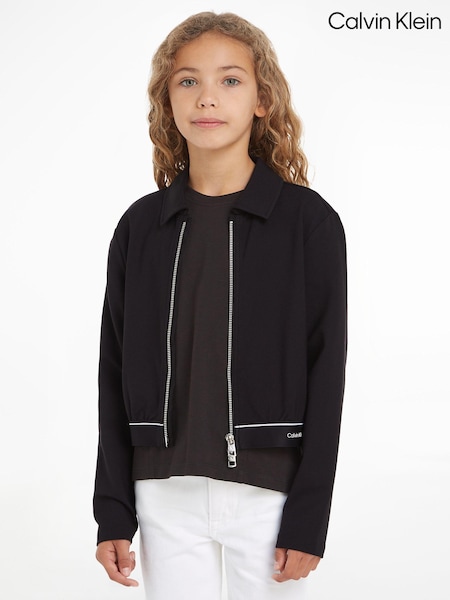 Calvin Klein Black Logo Tape Zip Jacket (B55593) | €51