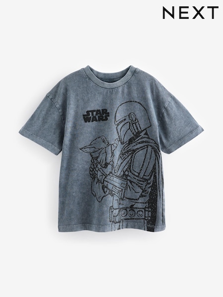 Charcoal Grey 100% Cotton Licensed Mandalorian Short Sleeve T-Shirt (3-16yrs) (B55610) | € 16 - € 19