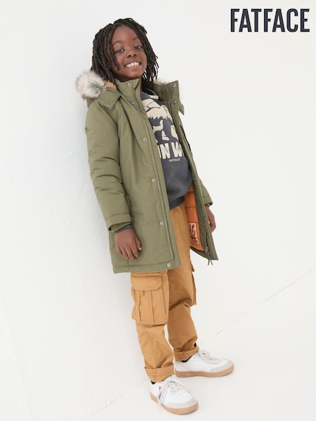 FatFace Easdale Khaki Green Hooded Parka Jacket (B55627) | €50