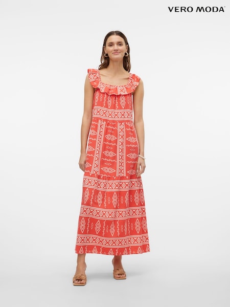 VERO MODA Aztec Style Print Ruffle Summer Maxi Dress (B55741) | 32 €