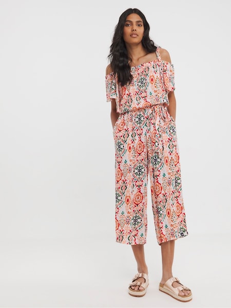 JD Williams Printed Crinkle Tie Strap Jumpsuit (B55781) | 129 LEI