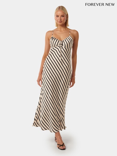 Forever New Nude Abby Satin Striped Midi Dress (B55861) | €56
