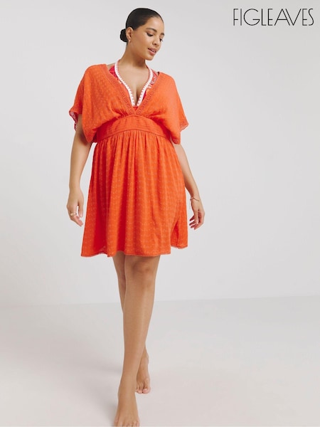 Figleaves Orange Broderie Beach Dress (B55867) | €24