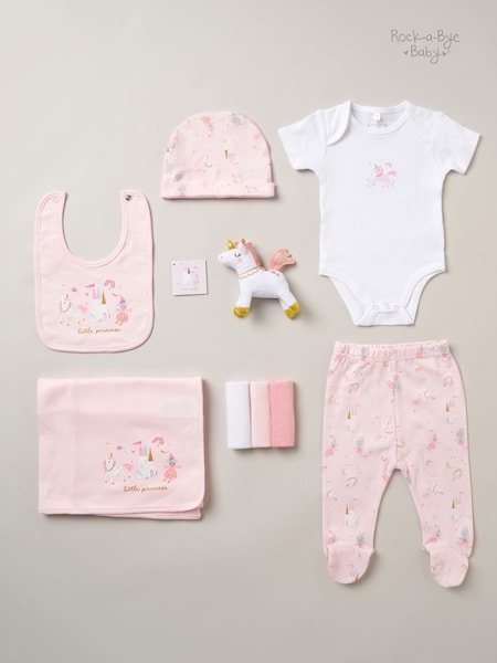 Rock-A-Bye Baby Boutique Pink 100% Cotton Print Gift Set 10 Piece (B55870) | €45