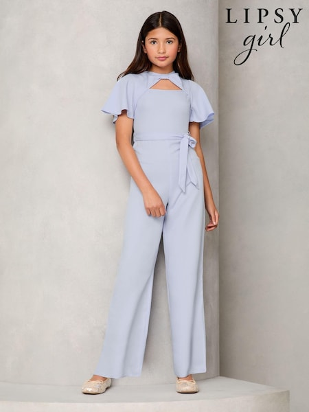 Lipsy Navy Blue Cut-Out Flutter Sleeve Jumpsuit (5-16yrs) (B55884) | INR 3,638 - INR 4,609