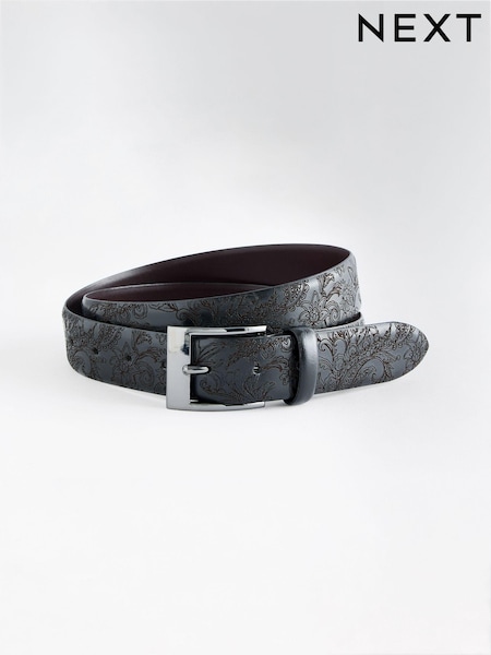 Black Paisley Signature Laser Engraved Belt (B55894) | AED76